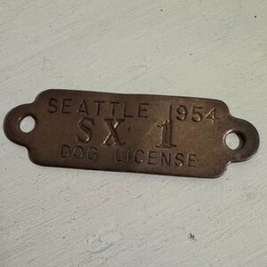 Vintage Seattle 1954 Brass Dog License Tag
